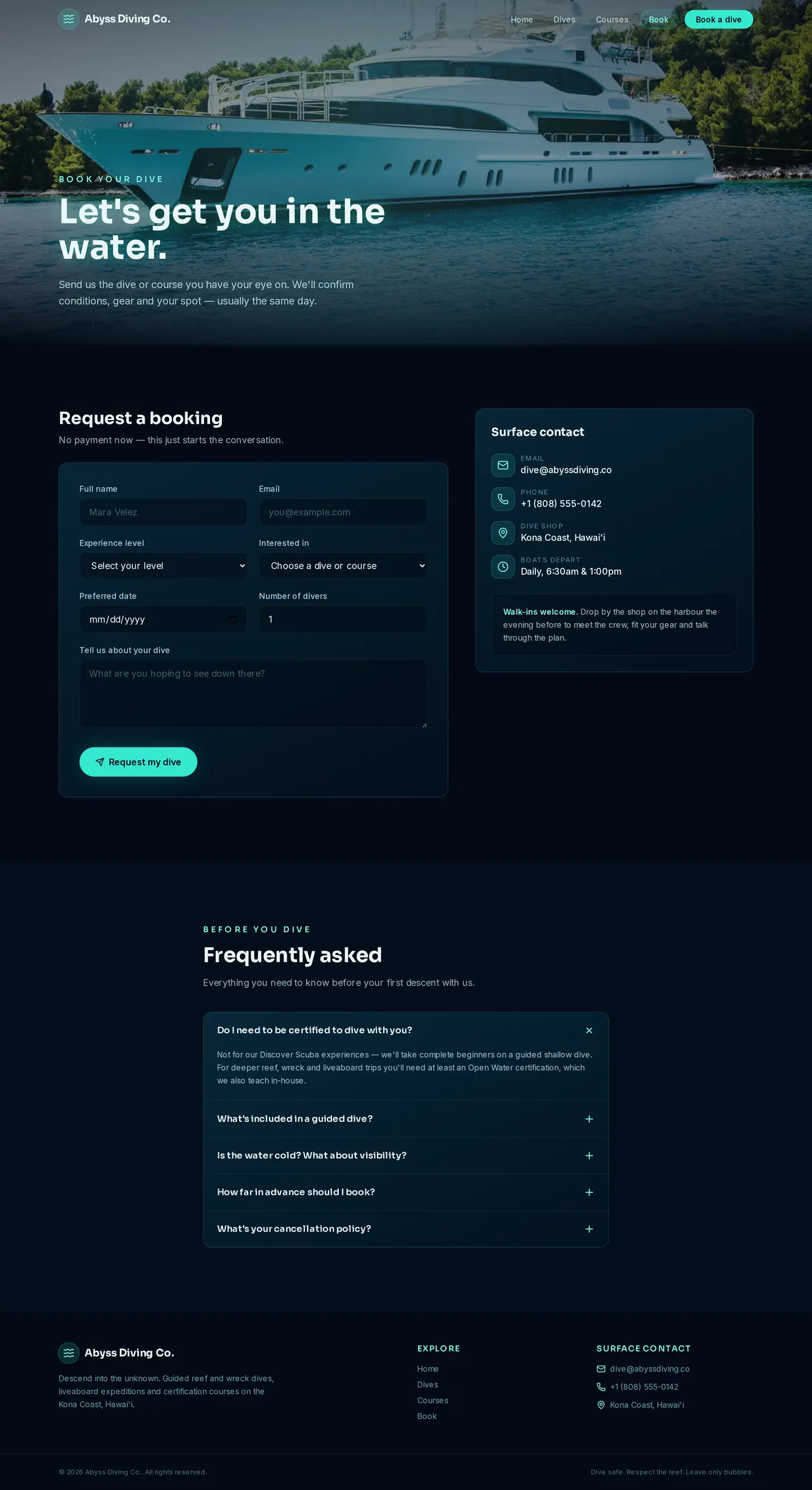 Abyss Diving Co. — Contact