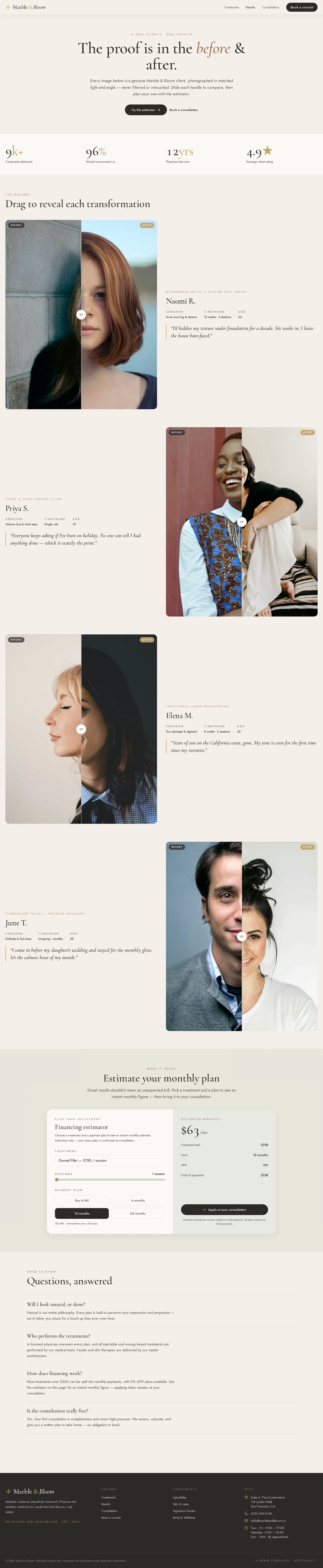 Marble & Bloom — Results