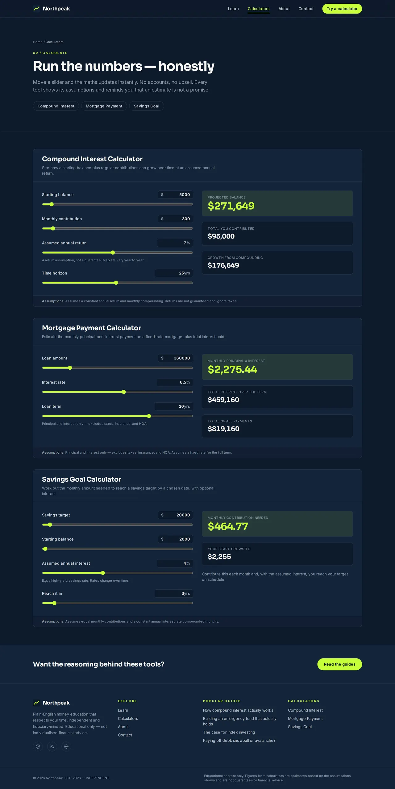 Northpeak — Calculators