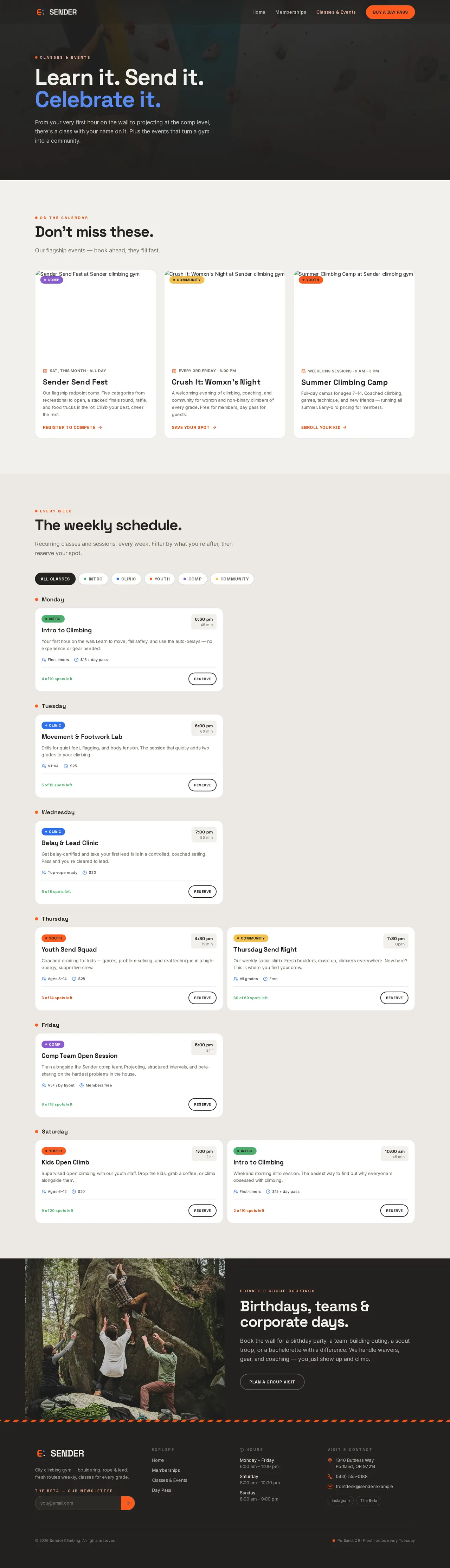 Sender — Classes & Events