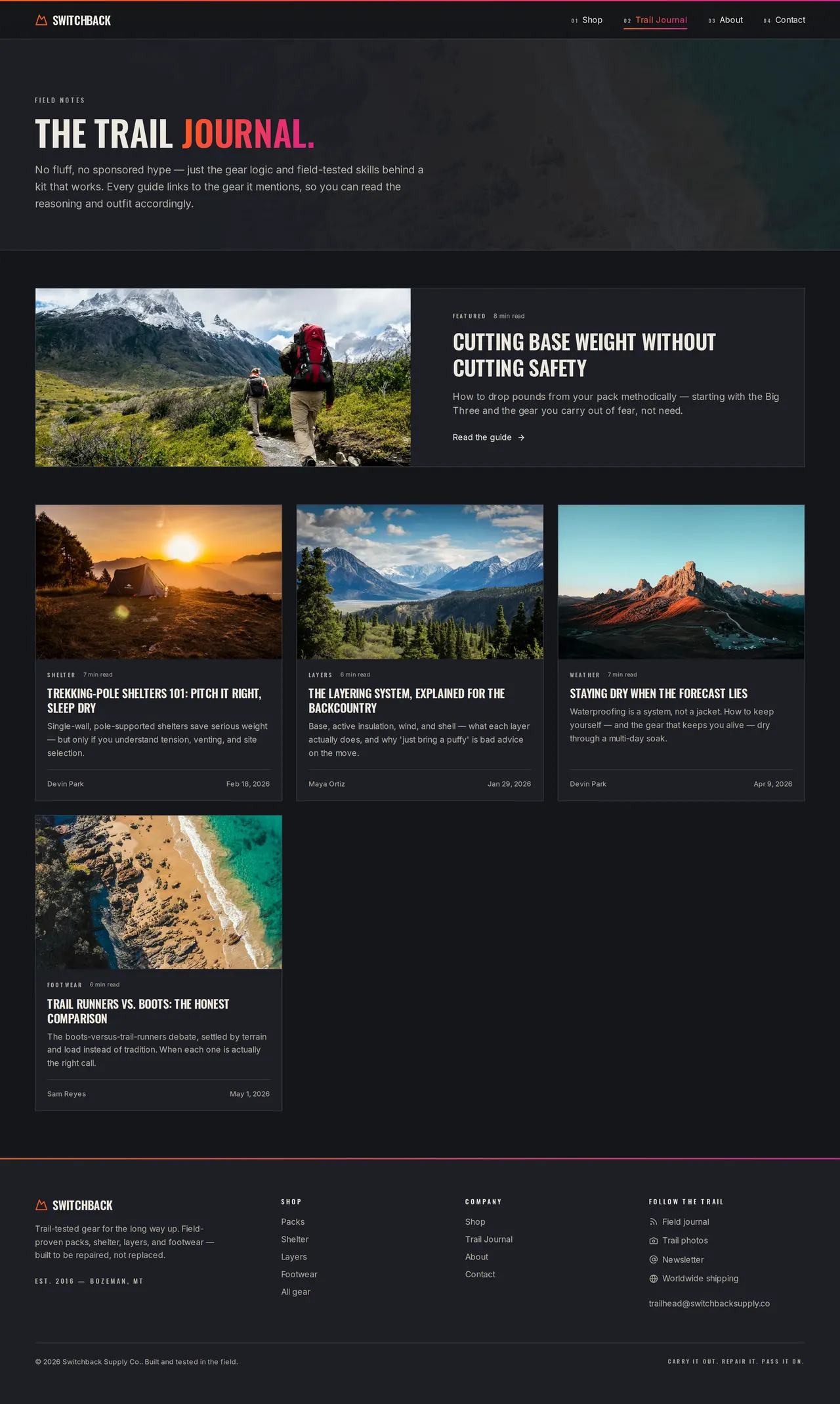 Switchback Supply Co. — Trail Journal