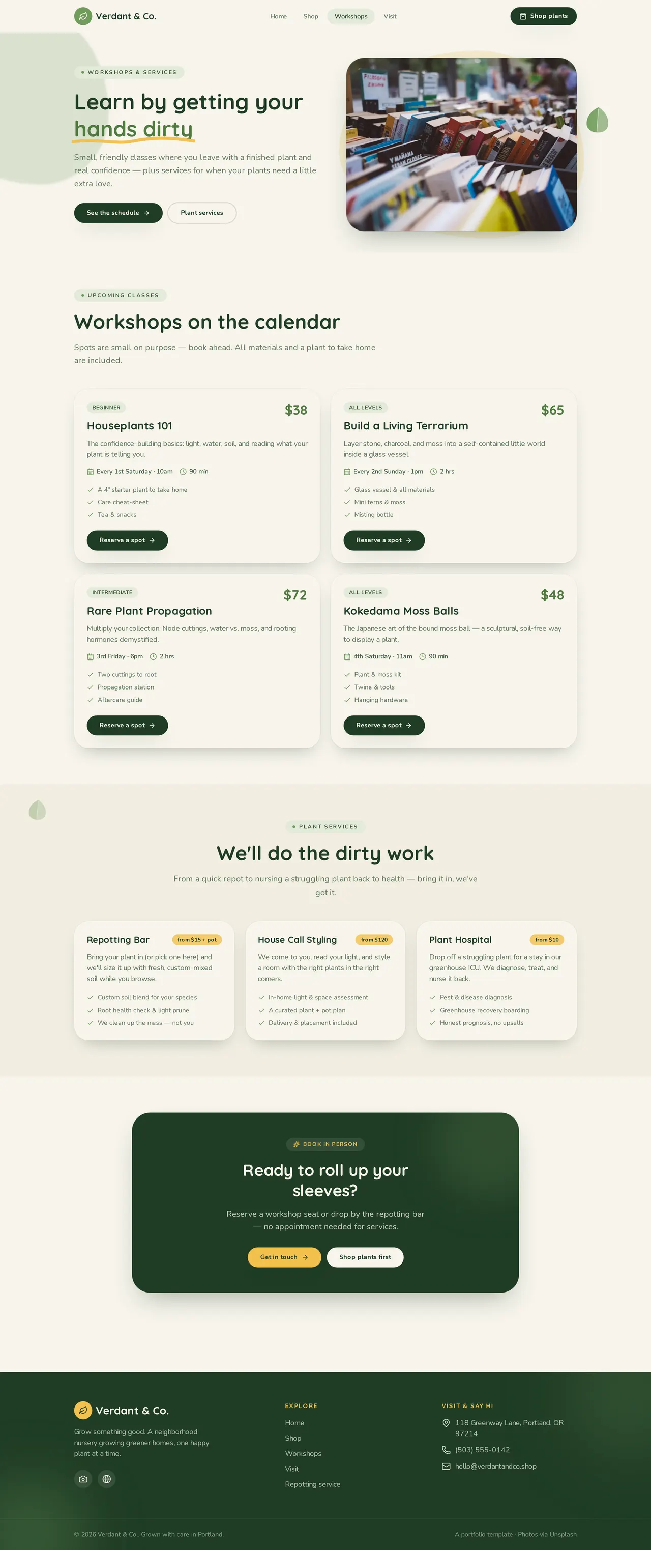 Verdant & Co. — Workshops